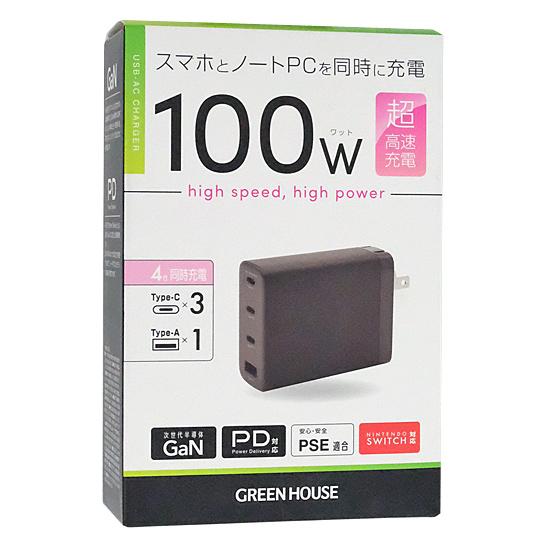 グリーンハウス　AC充電器 4ポート 100W　GH-JD4GA-BK　ブラック 商品画像1：オンラインショップ　エクセラー