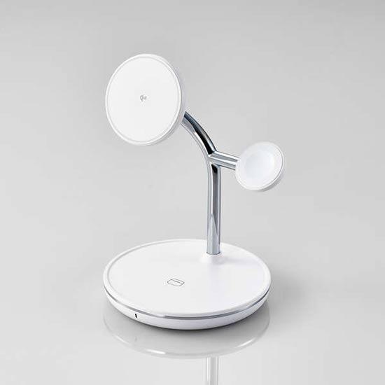 ELECOM　Qi2 3in1ワイヤレス充電スタンド W-MS08WH　ホワイト