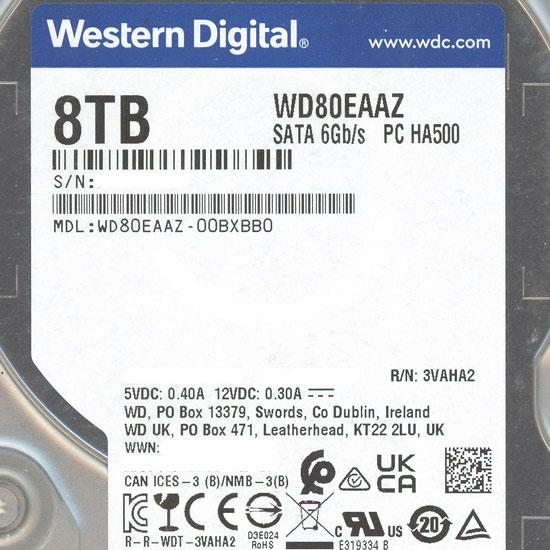 Western Digital製HDD　WD80EAAZ　8TB SATA600 5640