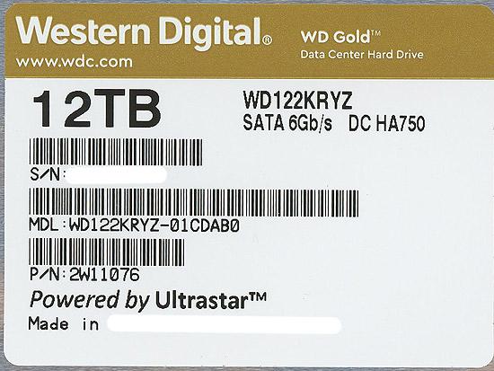 Western Digital製HDD　WD122KRYZ　12TB SATA600 7200