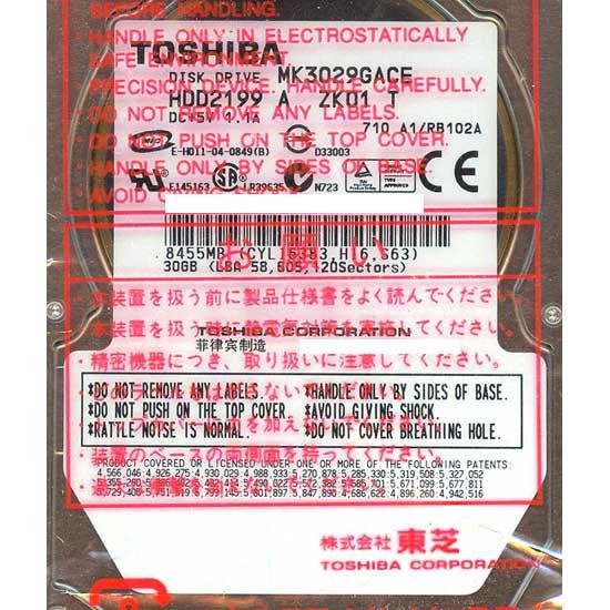 TOSHIBA(東芝) ノート用HDD 2.5inch　MK3029GACE　30GB 9.5mm