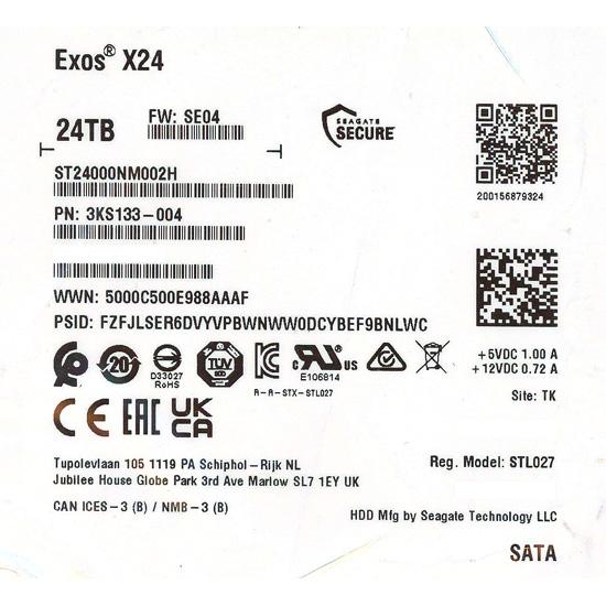 SEAGATE製HDD　ST24000NM002H　24TB SATA600 7200