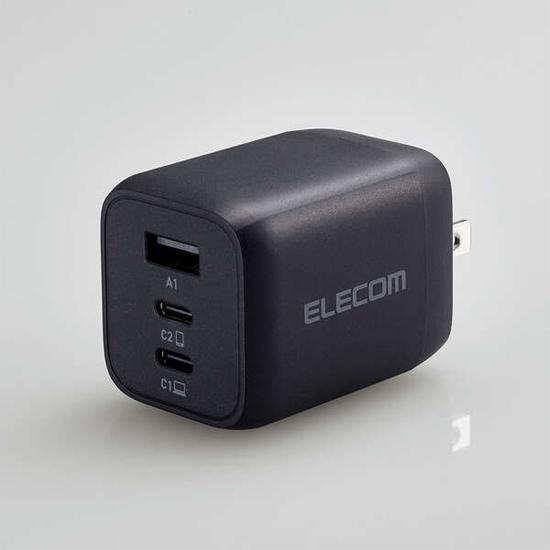 ELECOM　USB Power Delivery 65W キューブAC充電器 ACDC-PD4465BK　ブラック