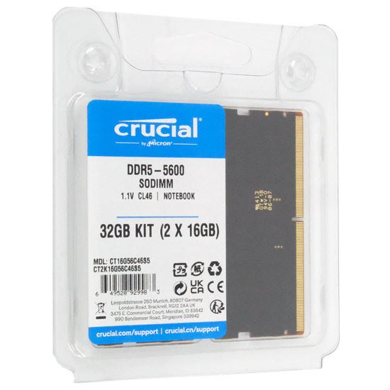 crucial　CT2K16G56C46S5　SODIMM DDR5 PC5-44800 16GB 2枚組