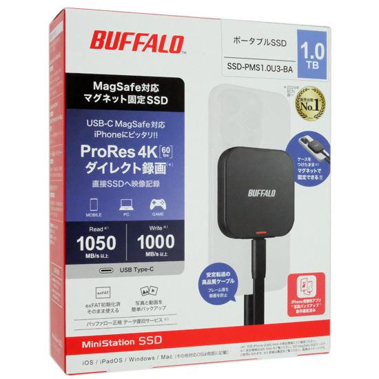 BUFFALO　MagSafeマグネット対応ポータブルSSD　SSD-PMS1.0U3-BA　1TB　ブラ･･･