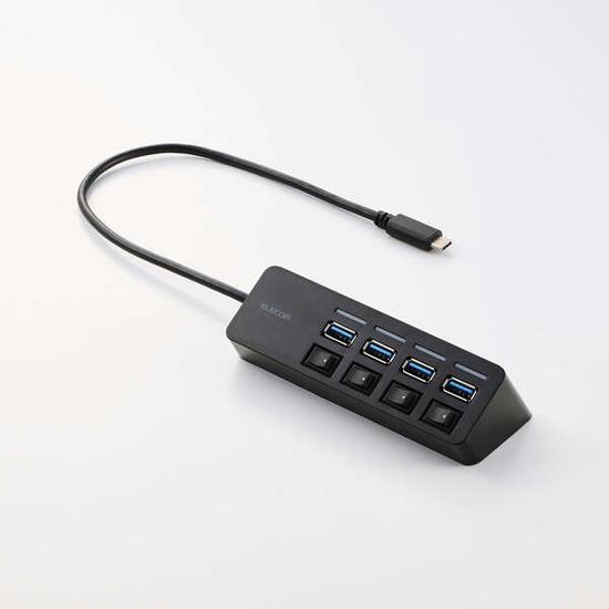 ELECOM　USB Type-C 4ポートUSB 5Gbpsハブ　U3HC-S040BK　ブラック