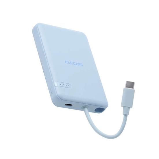 ELECOM　USB Type-Cケーブル一体モバイルバッテリー 5000mAh DE-C62-5000BU　･･･