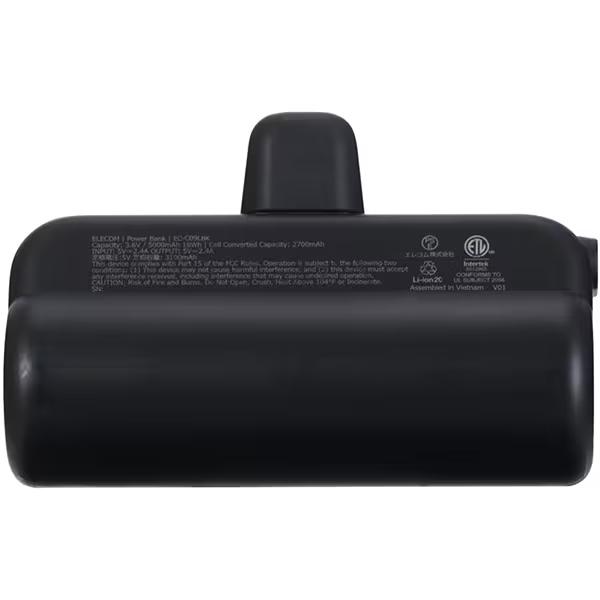 ELECOM　直挿しできるモバイルバッテリー USB Type-Cプラグ 5000mAh DE-C43L-5000HBK(阪神タイガースモデル)　ブラック 商品画像2：オンラインショップ　エクセラー