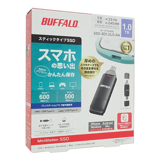 BUFFALO　スティック型SSD　SSD-SD1.0U3-BA　1TB　ブラック