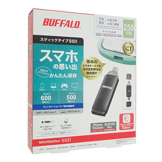 BUFFALO　スティック型SSD　SSD-SD250U3-BA　250GB　ブラック
