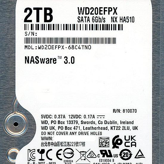Western Digital製HDD　WD20EFPX　2TB SATA600