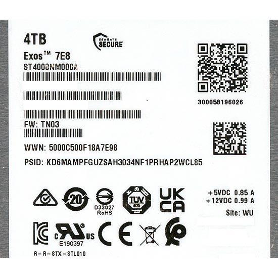 SEAGATE製HDD　ST4000NM000A　4TB SATA600 7200
