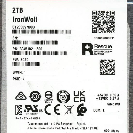 SEAGATE製HDD　ST2000VN003　2TB SATA600 5400