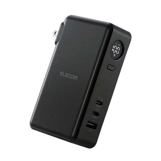 ELECOM　AC充電器一体モバイルバッテリー　DE-AC13-10000BK　ブラック