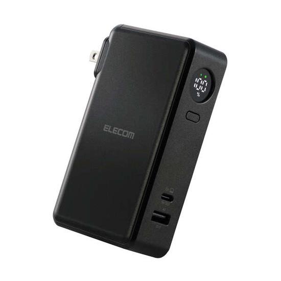 ELECOM　AC充電器一体モバイルバッテリー　DE-AC12-10000BK　ブラック