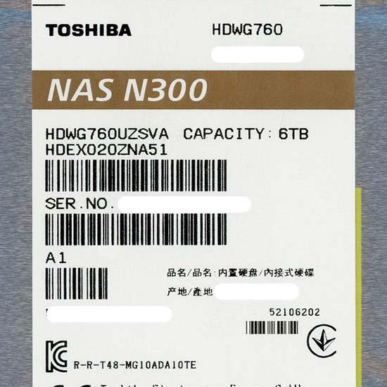 TOSHIBA HDD　HDWG760UZSVA　6TB SATA600 7200