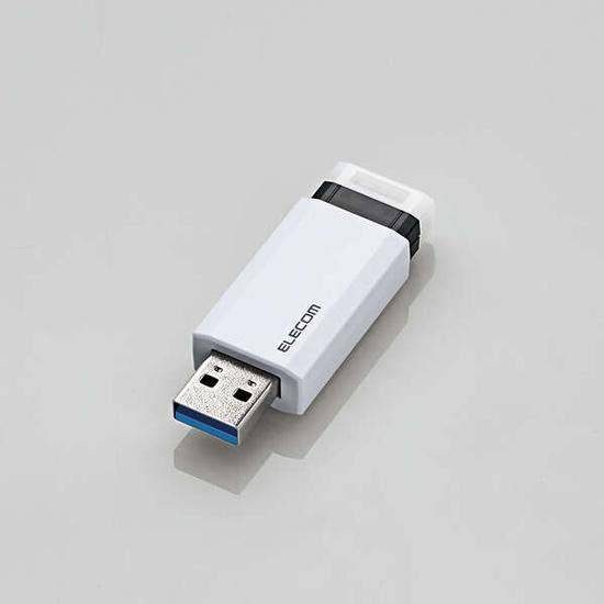 ELECOM　ノック式 USB 5Gbps USB-A メモリ　MF-PKU3256GWH　256GB ホワイト