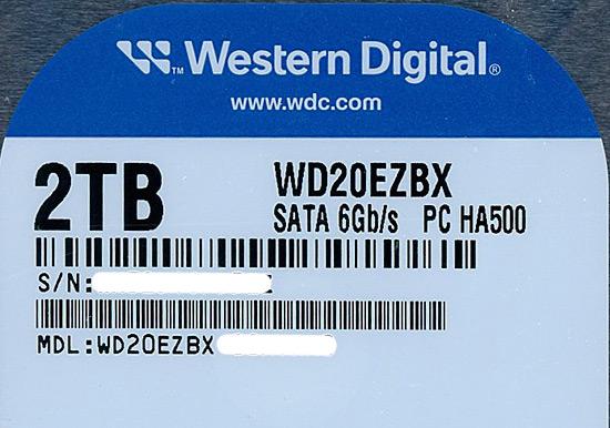 Western Digital HDD　WD20EZBX　2TB SATA600 7200