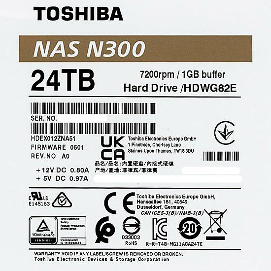 TOSHIBA HDD　HDWG82EUZSVA　24TB SATA600 7200