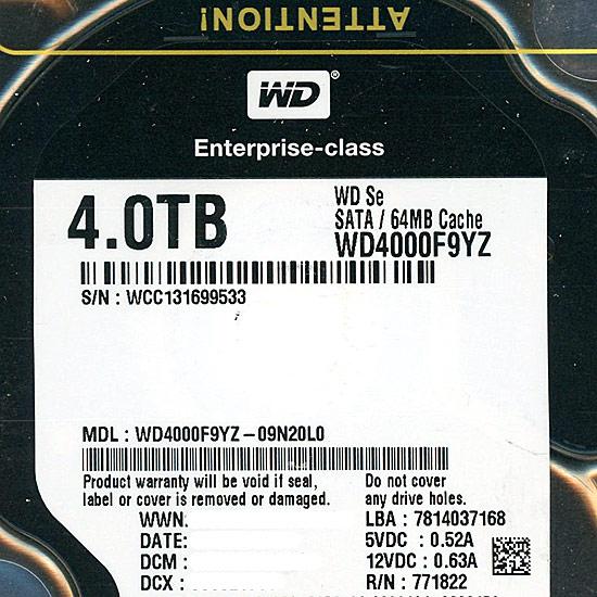 Western Digital HDD　WD4000F9YZ　4TB SATA600 7200