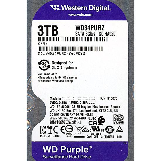Western Digital HDD　WD34PURZ　3TB SATA600