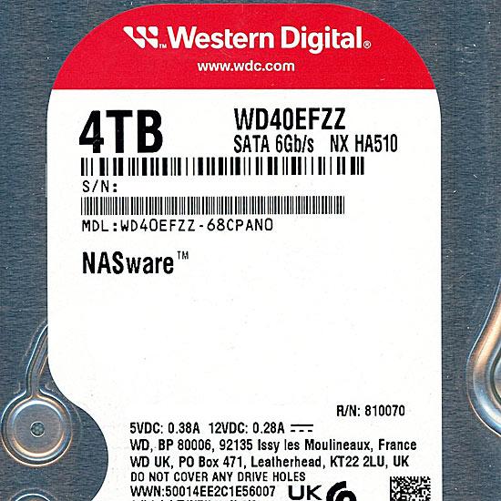 Western Digital HDD　WD40EFZZ　4TB SATA600 5400