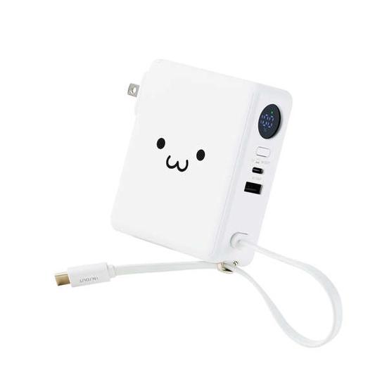 ELECOM　AC充電器・USB Type-Cケーブル一体モバイルバッテリー　DE-AC17-5000･･･