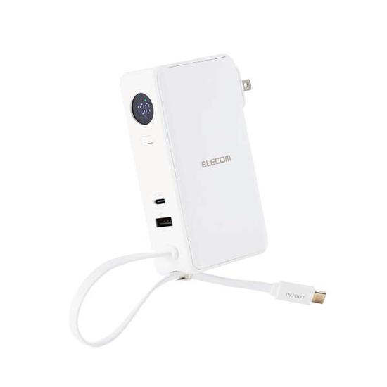 ELECOM　AC充電器・USB Type-Cケーブル一体モバイルバッテリー　DE-AC16-1000･･･