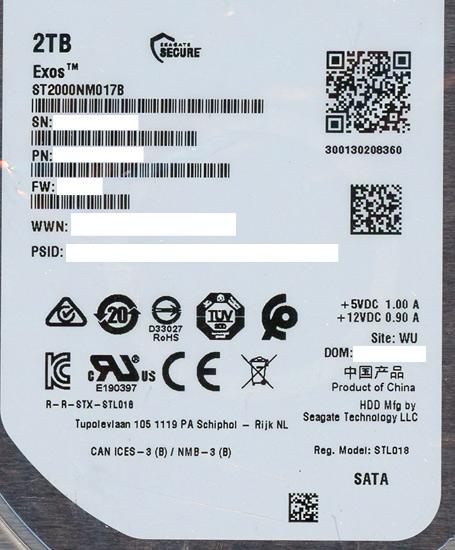 SEAGATE HDD　ST2000NM017B　2TB SATA600 7200
