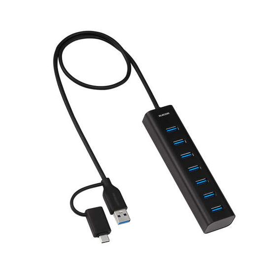 エレコム　USB Type-C変換アダプター付き USBハブ 7ポート　U3HC-T070SBK　ブ･･･