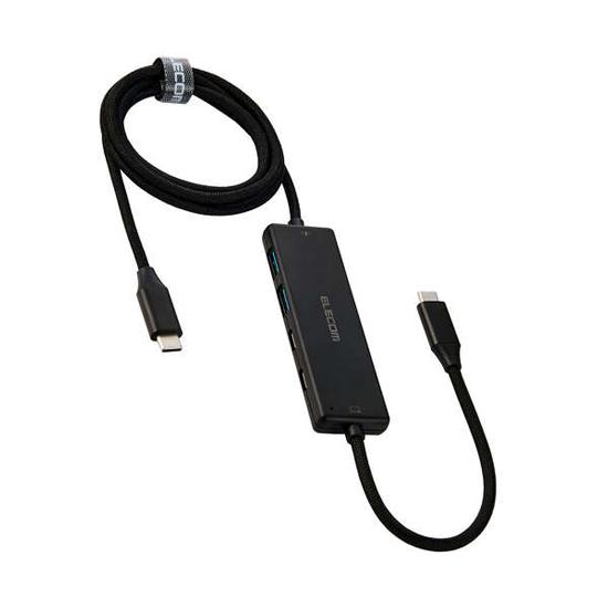 エレコム　USB Type-C充電ケーブル一体型 USBハブ 4ポート/USB 5Gbps　U3HC-C･･･