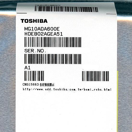TOSHIBA HDD　MG10ADA600E　6TB SATA600 7200