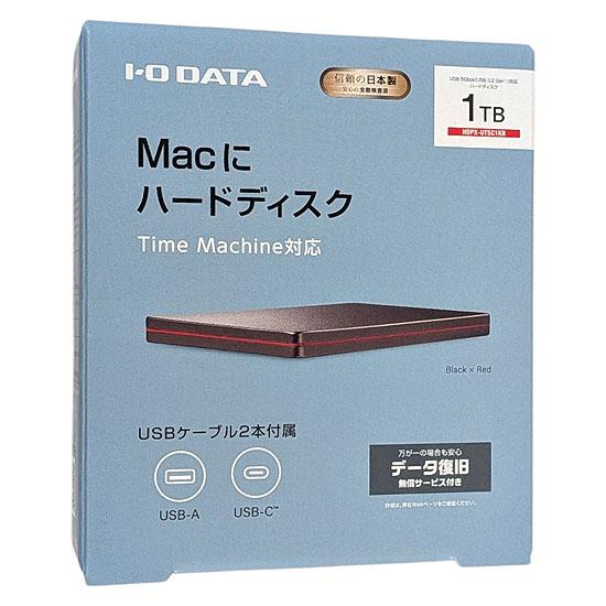 I-O DATA　ポータブルハードディスク カクうす　HDPX-UTSC1KB　Black×Red