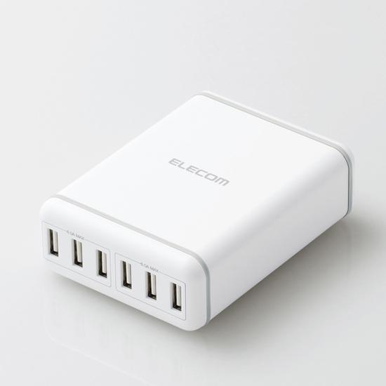 ELECOM　スマートフォン用AC充電器 6ポート　MPA-ACD03WH　ホワイト