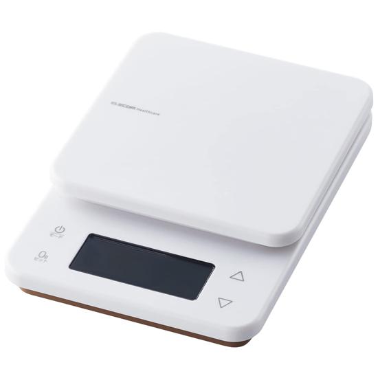 ELECOM　カロリー計測機能付きキッチンスケール　HCS-KSA02WH　ホワイト 商品画像1：オンラインショップ　エクセラー