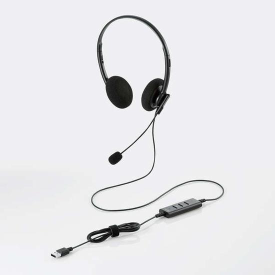 ELECOM　小型両耳ノイズリダクションヘッドセット HS-HP103UNCBK　ブラック