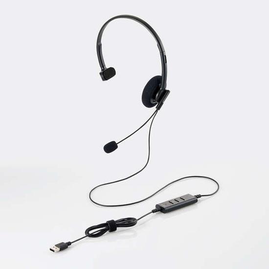 ELECOM　小型片耳ノイズリダクションヘッドセット HS-HP102UNCBK　ブラック