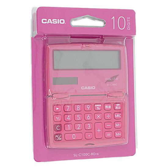 CASIO　カラフル電卓 折りたたみ手帳タイプ　SL-C100C-RD　ビビッドピンク 商品画像1：オンラインショップ　エクセラー