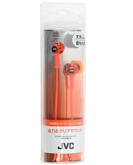 JVC　ステレオミニヘッドホン　HA-FX26-D　オレンジ