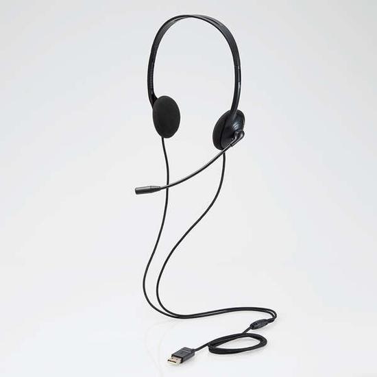 ELECOM　子ども用ヘッドセット 両耳 USB ブラック マイク付　HS-KD03UBK