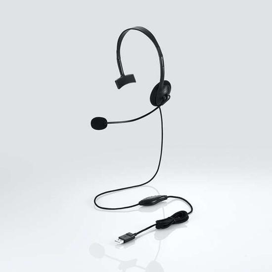 ELECOM　Type-C変換付き片耳オーバーヘッドセット　HS-HP21UCBK 商品画像1：オンラインショップ　エクセラー