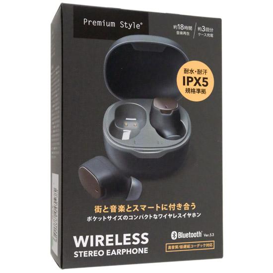 PGA　完全ワイヤレス ステレオイヤホン カナルタイプ Premium Style　PG-BTE17TW1BK　ブラック 商品画像1：オンラインショップ　エクセラー