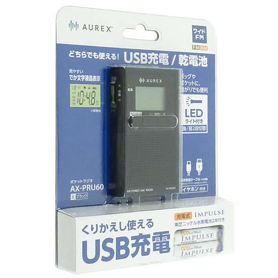 TOSHIBA　LEDライト付きポケットラジオ AUREX　AX-PRU60(K)　ブラック