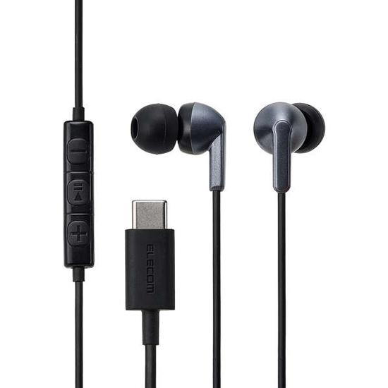 ELECOM　マイク付き 有線イヤホン USB Type-C カナル型　EHP-DF19CMBK　ブラ･･･