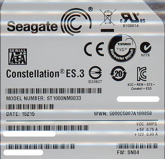 SEAGATE製HDD　ST1000NM0033　1TB SATA600 7200