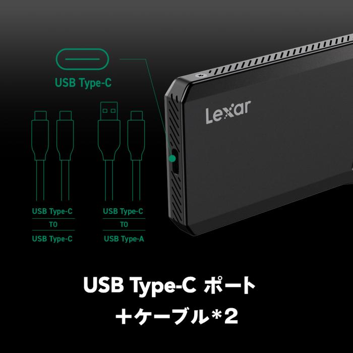 Lexar Professional SL600 1TB ポータブルSSD 高性能 高耐久 USB 3.2 Gen2x2 最大読書込速度2000MB/s AES暗号化 USB Type-C USB Type-A カラビナループ付き 国内正規品 メーカー5 商品画像5：FAST-Online