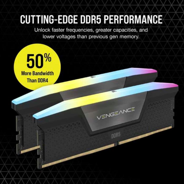 Corsair VENGEANCE RGB 32GB(16GBx2) DDR5 6400MHz(PC5-51200) CMH32GX5M2B6400C32 [DDR5 PC5-51200 16GB 2枚組] デスクトップ用メモリ MM8387 商品画像5：パソコンパーツのグラプラス