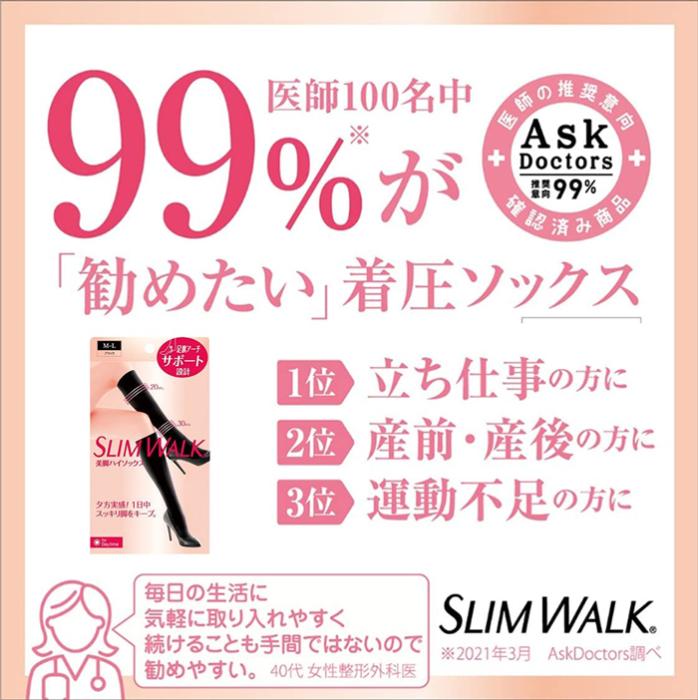 【SMサイズ】美脚ハイソックス スリムウォーク ひざ丈 着圧 ソックス 美脚 ピップ むくみ 商品画像8：HOTMART PLUS