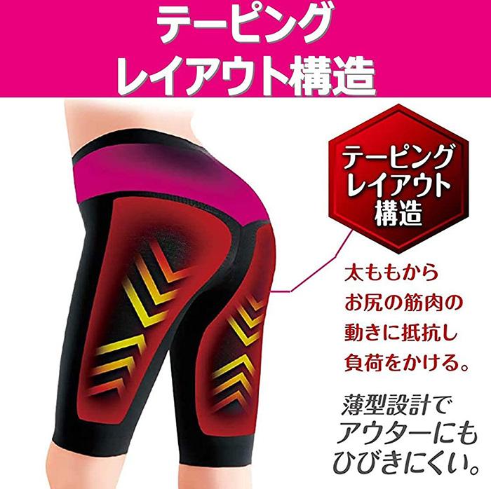 【Mサイズ】燃焼シェイプショーツ  スリムウォーク ブラック 着圧 美脚 ピップ むくみ 商品画像6：HOTMART PLUS