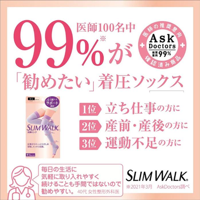 【SMサイズ】ラベンダー 美脚ロング スリムウォーク 着圧 ソックス 美脚 ピップ むくみ 商品画像8：HOTMART PLUS